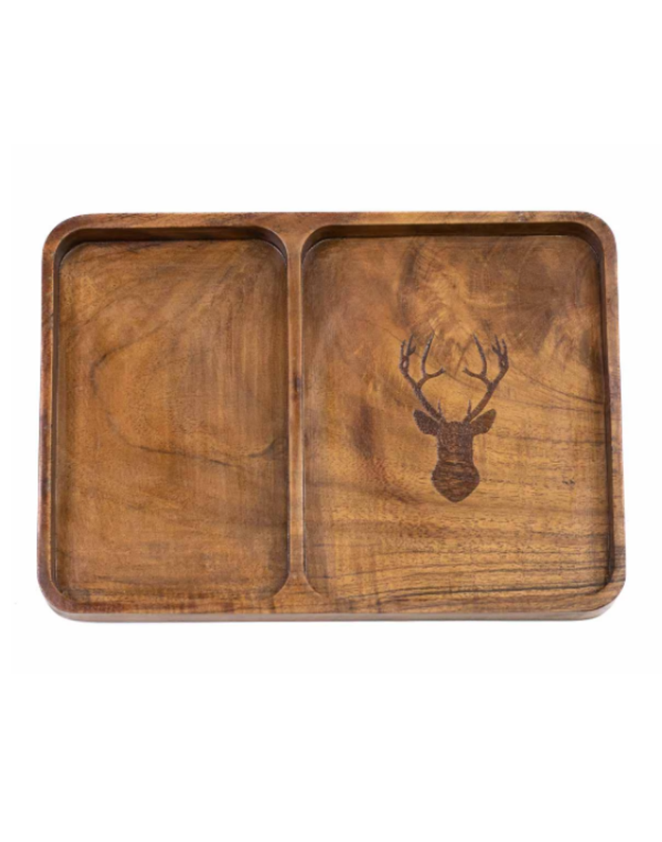 Deer Etched Wood Valet Tray Deer Etched Wood Valet Tray