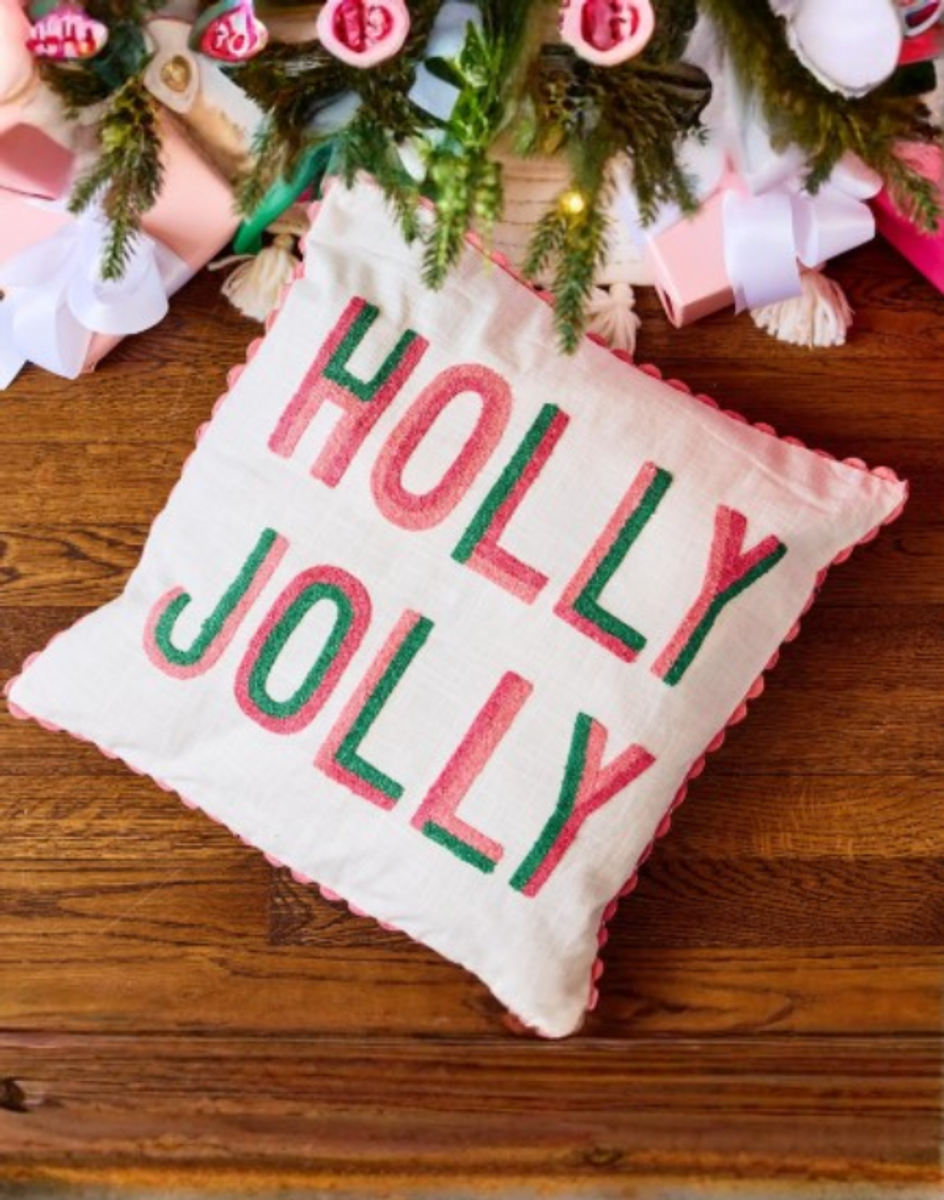 Holly Jolly Square Pillow Holly Jolly Square Pillow