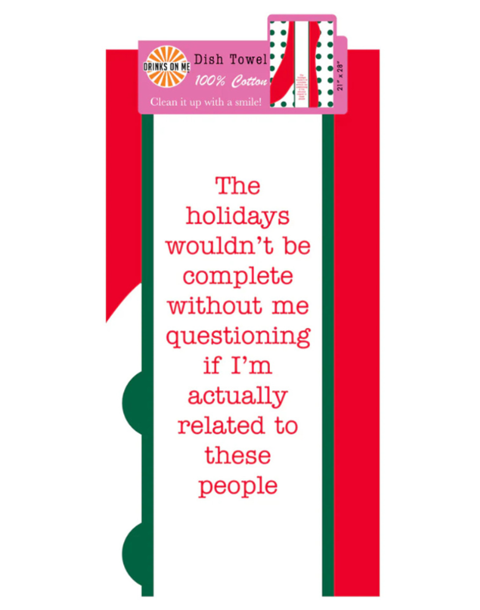 Drinks on Me Dish Towel - Xmas Related Drinks on Me Dish Towel - Xmas Related