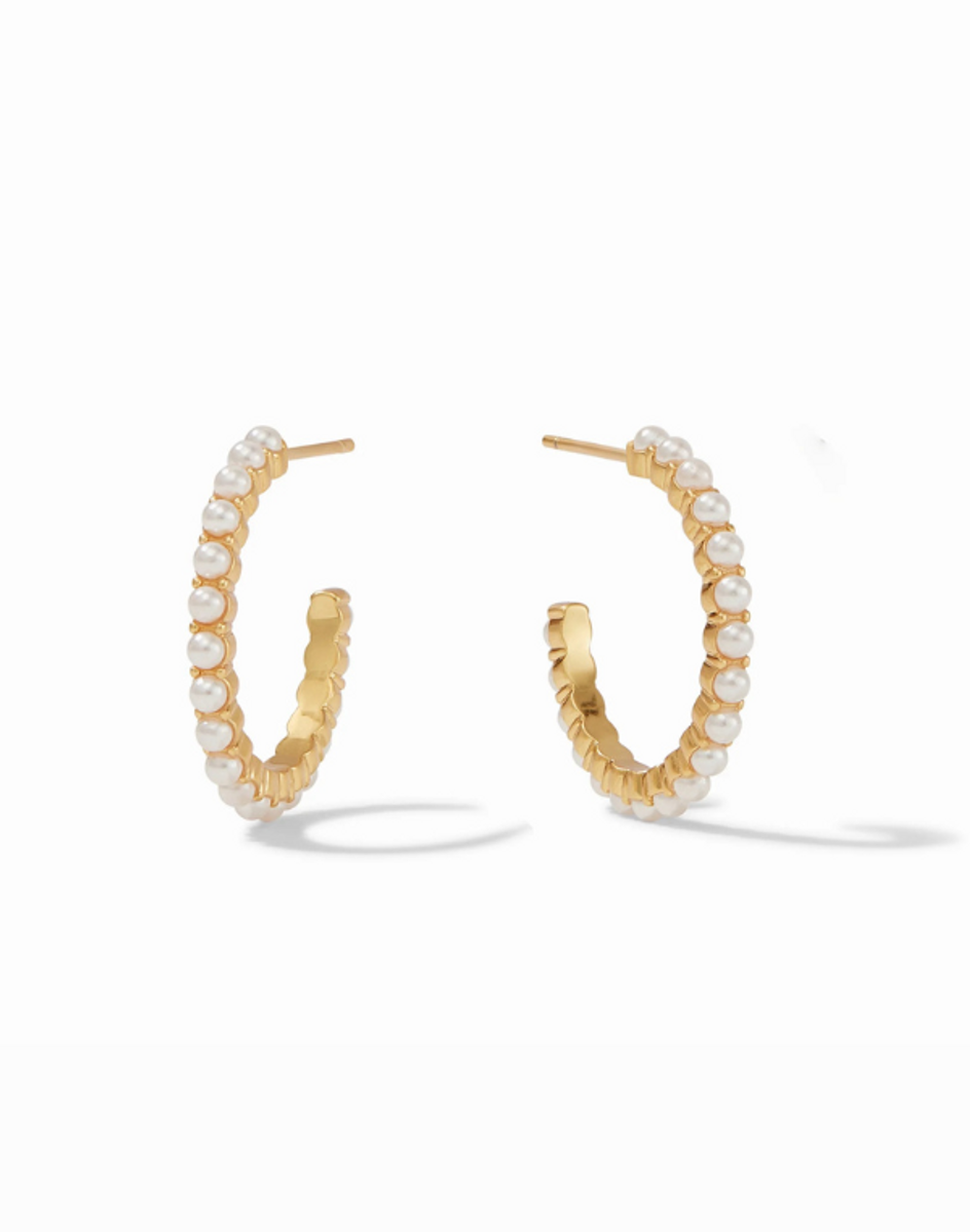 Julie Vos Juliet Hoop Gold Swarovski Pearl Earrings - Small Julie Vos Juliet Hoop Gold Swarovski Pearl Earrings - Small