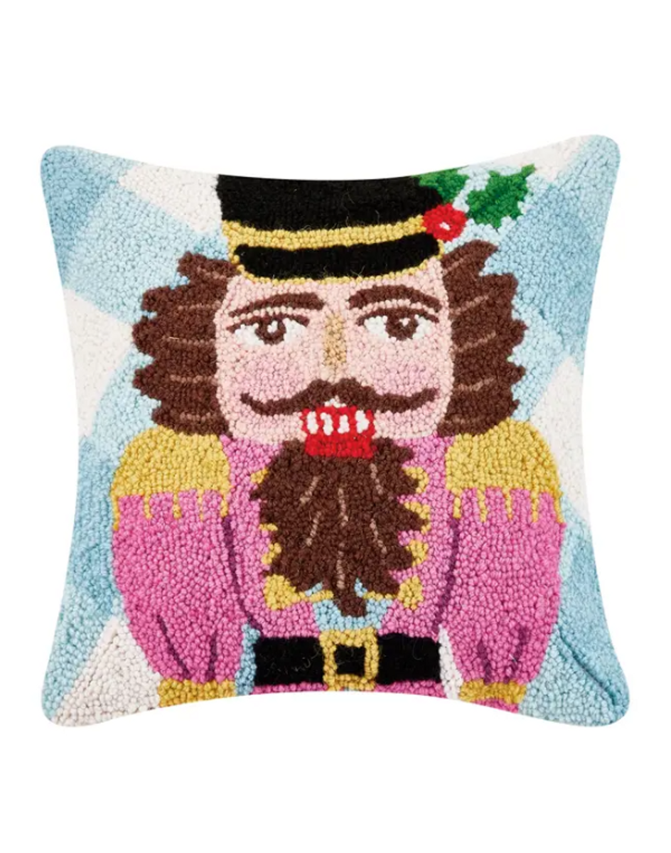 Festive Gingham Nutcracker Hook Pillow Festive Gingham Nutcracker Hook Pillow