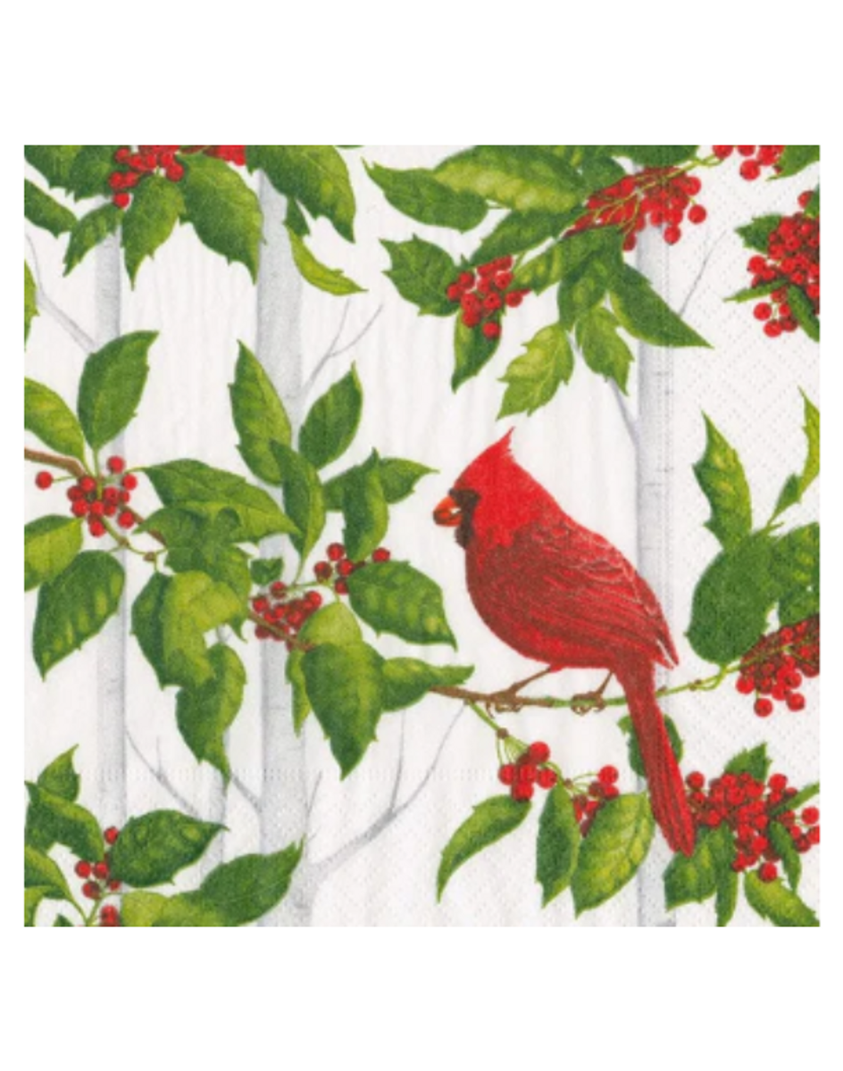 Cocktail Napkins--Holly and Songbirds Cocktail Napkins--Holly and Songbirds