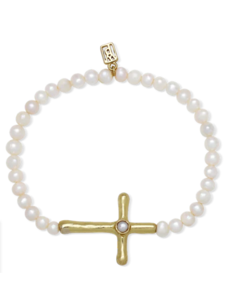 Waxing Poetic Cross Pearl Stretch Bracelet Waxing Poetic Cross Pearl Stretch Bracelet