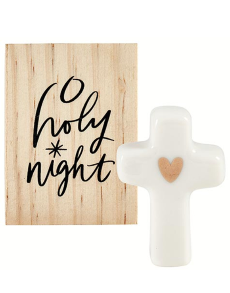 Ceramic O Holy Night Cross in Wood Box Ceramic O Holy Night Cross in Wood Box