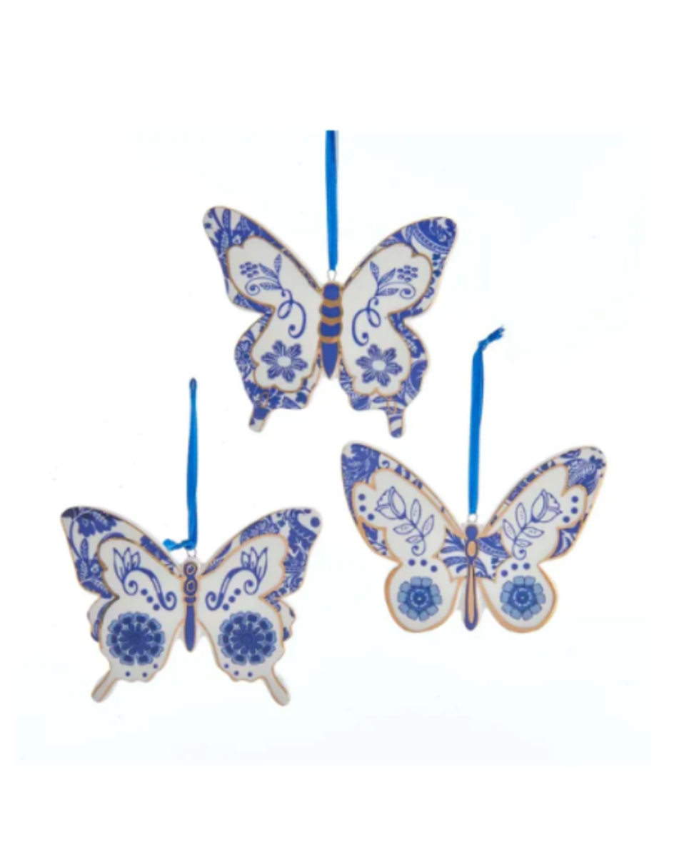 4" Indigo Blue/White Butterfly Ornament 4" Indigo Blue/White Butterfly Ornament