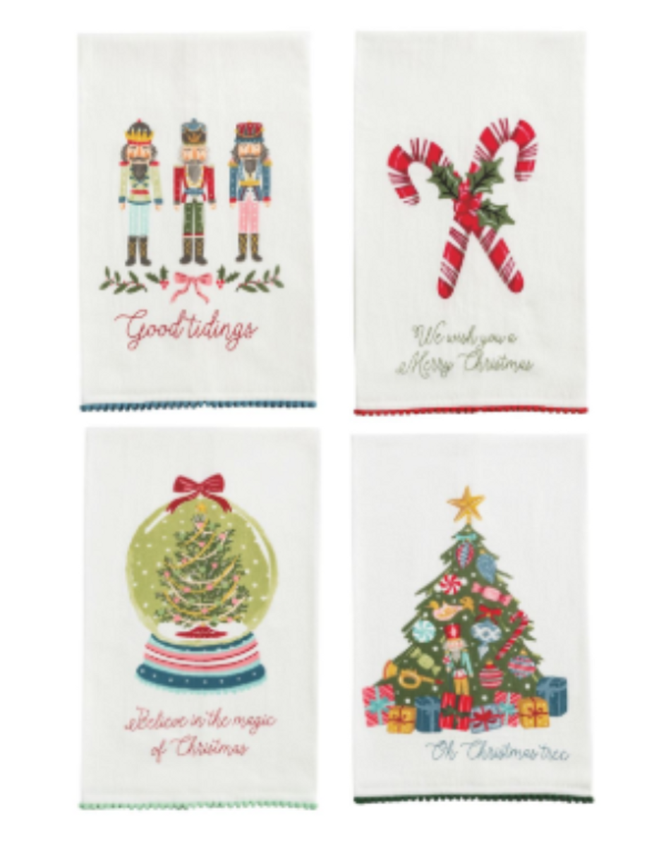 Christmas Pom Pom Trim Towels Christmas Pom Pom Trim Towels