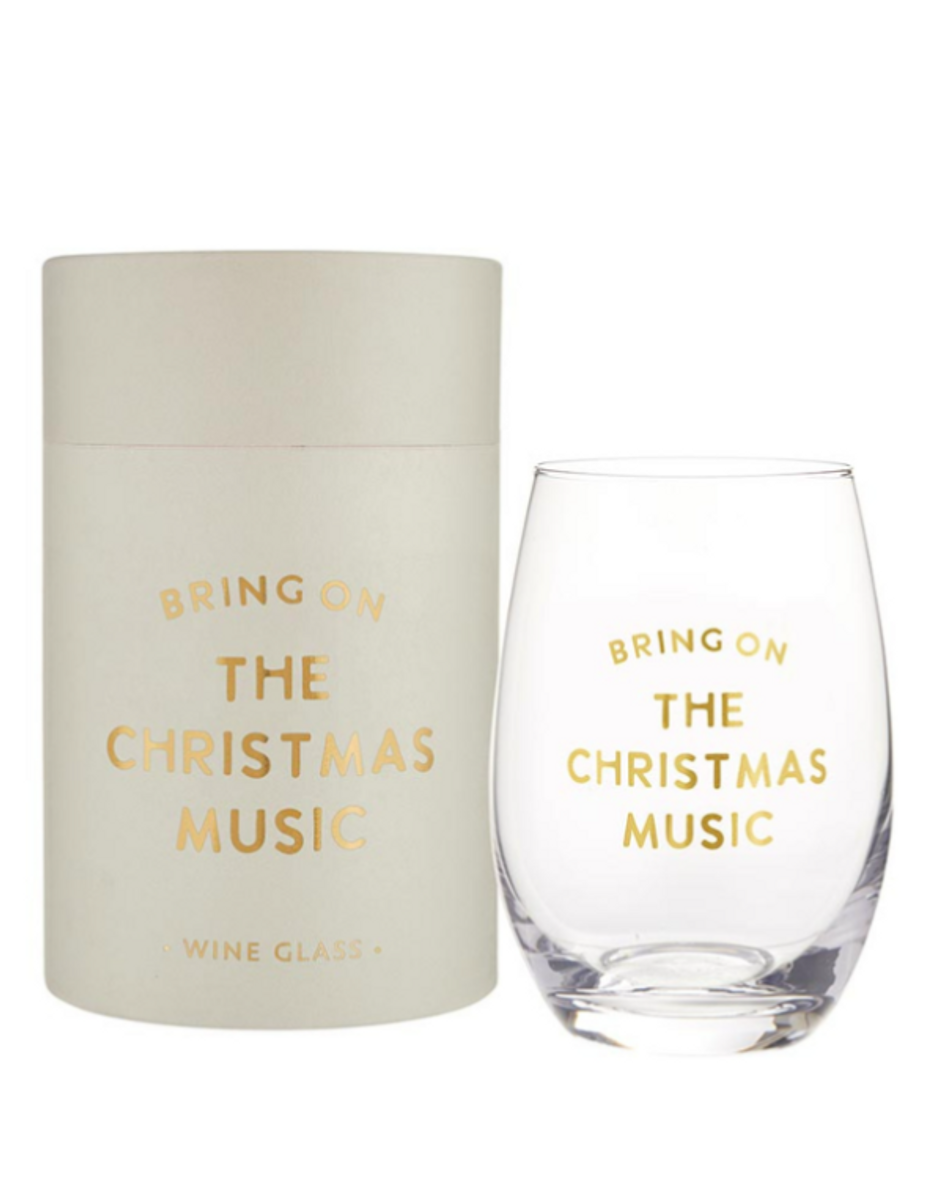 Stemless Wine Glass--Bring on the Christmas Music Stemless Wine Glass--Bring on the Christmas Music