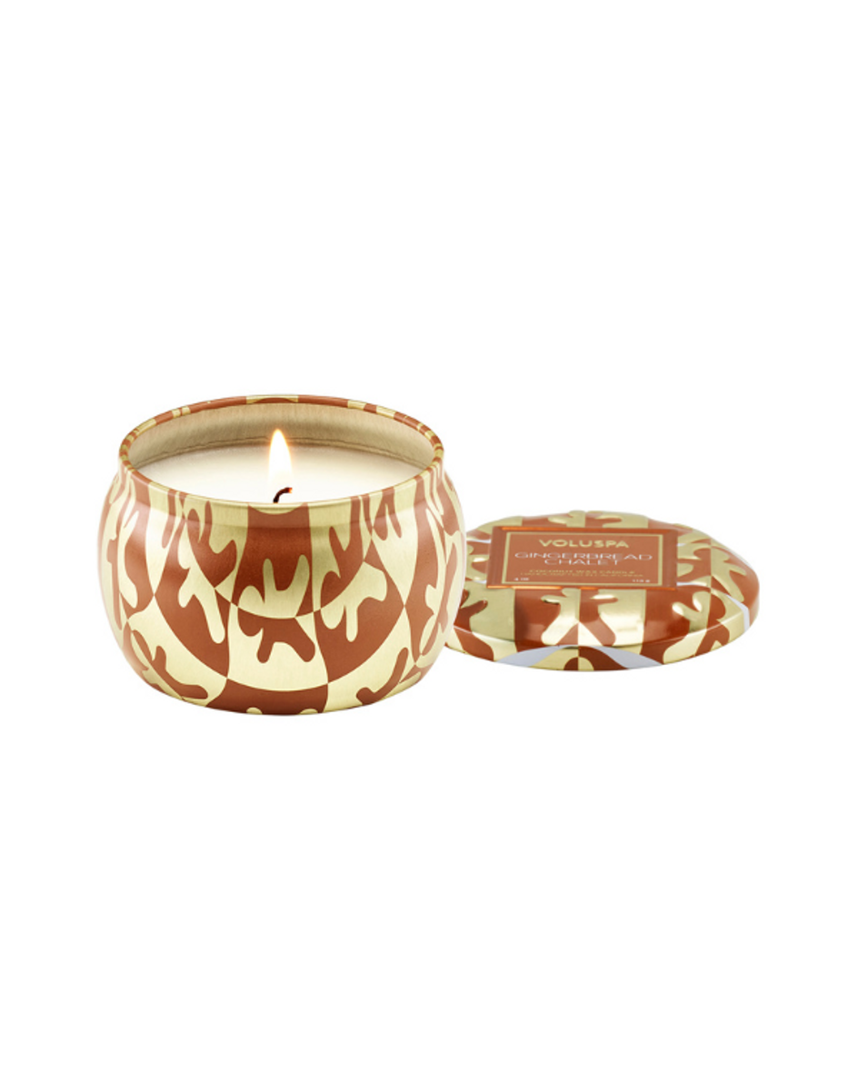 Voluspa 4 oz Mini Tin Candle - Gingerbread Chalet Voluspa 4 oz Mini Tin Candle - Gingerbread Chalet