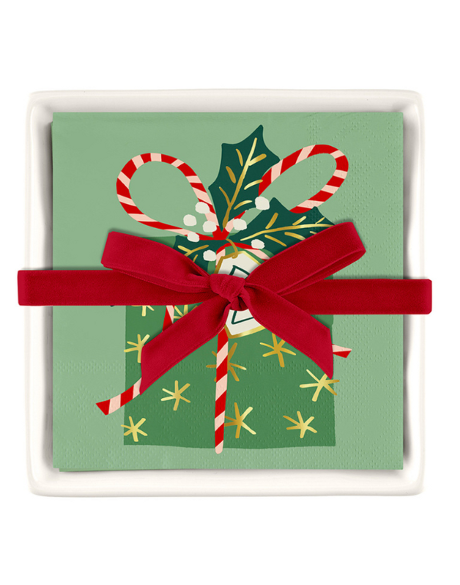 Ceramic Napkin Tray + Napkins - Present Ceramic Napkin Tray + Napkins - Present