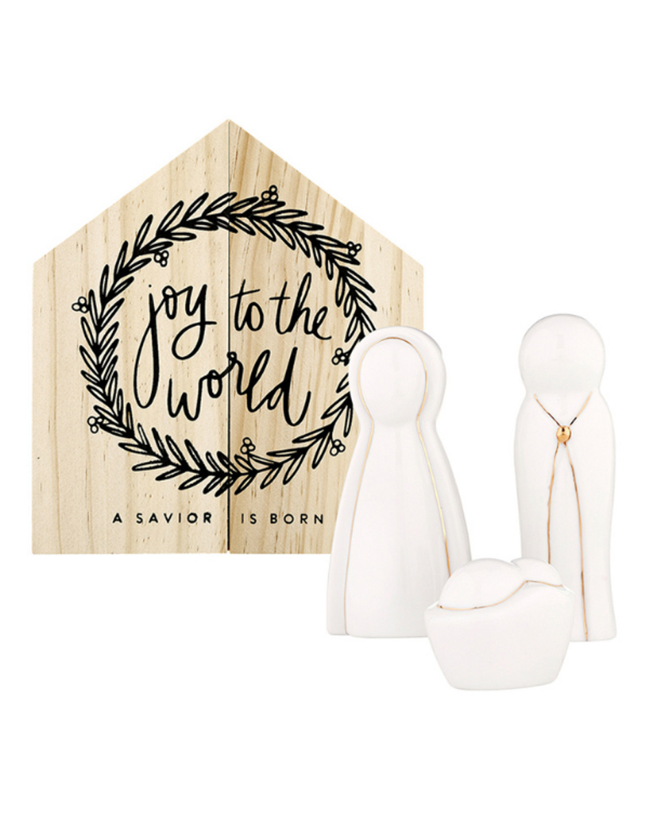 Ceramic Figurines Pine Wood Box - Holy Family 7" Ceramic Figurines Pine Wood Box - Holy Family 7"