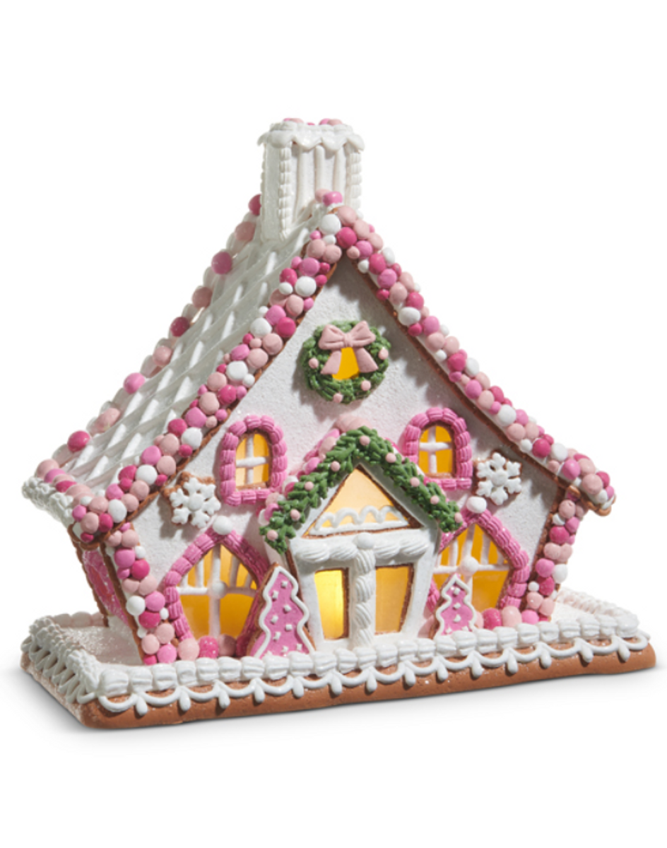 11.5" Pink Gingerbread House 11.5" Pink Gingerbread House