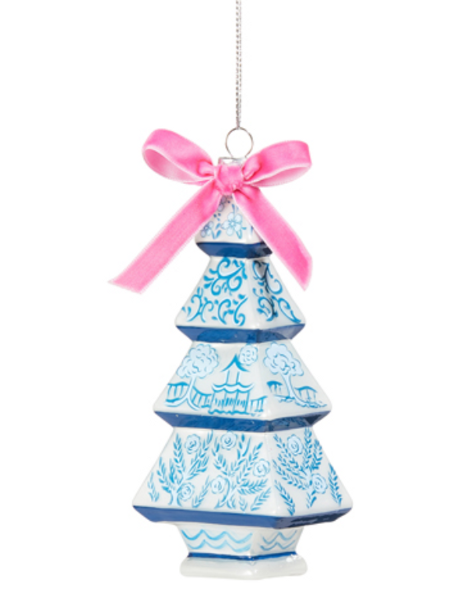 Chinoiserie Glass Tree Ornament Chinoiserie Glass Tree Ornament