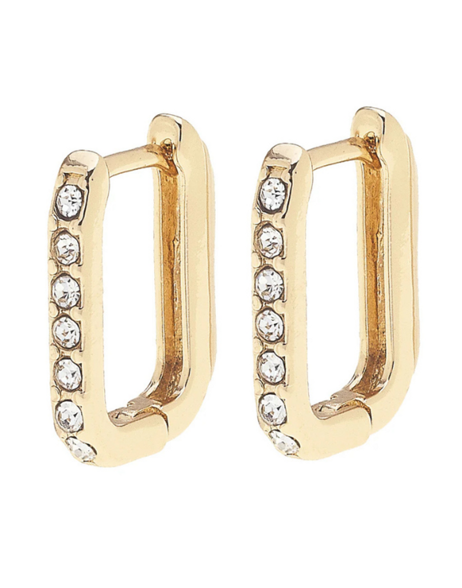 Tai Pave Rectangle Huggie Hoops