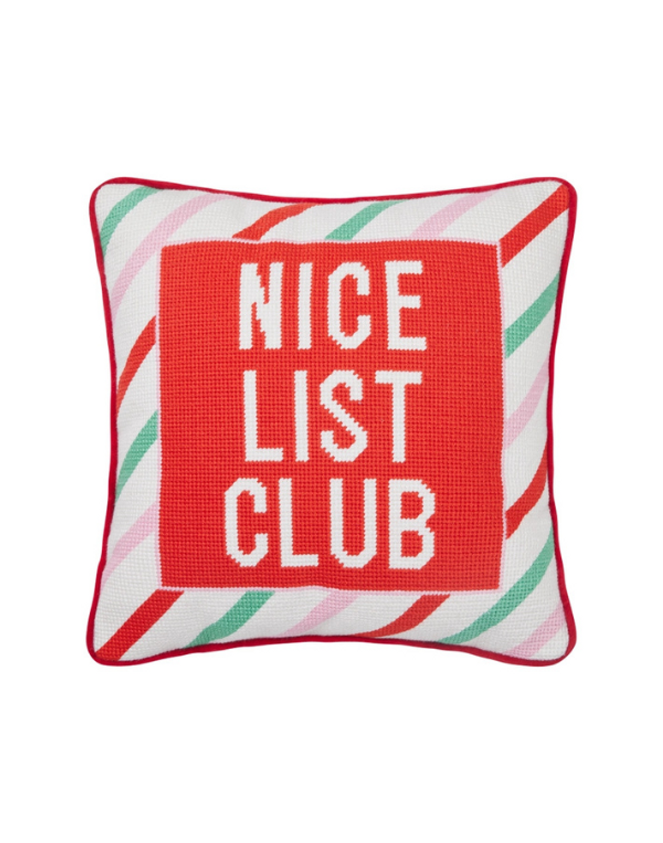 Nice List Club Embroidered Pillow Nice List Club Embroidered Pillow