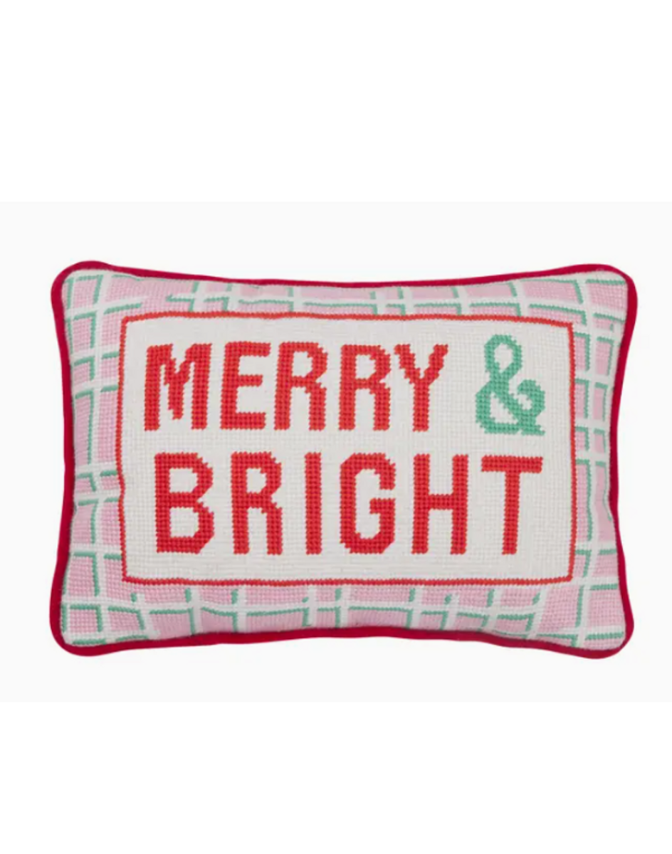 Merry and Bright Embroidered Pillow Merry and Bright Embroidered Pillow