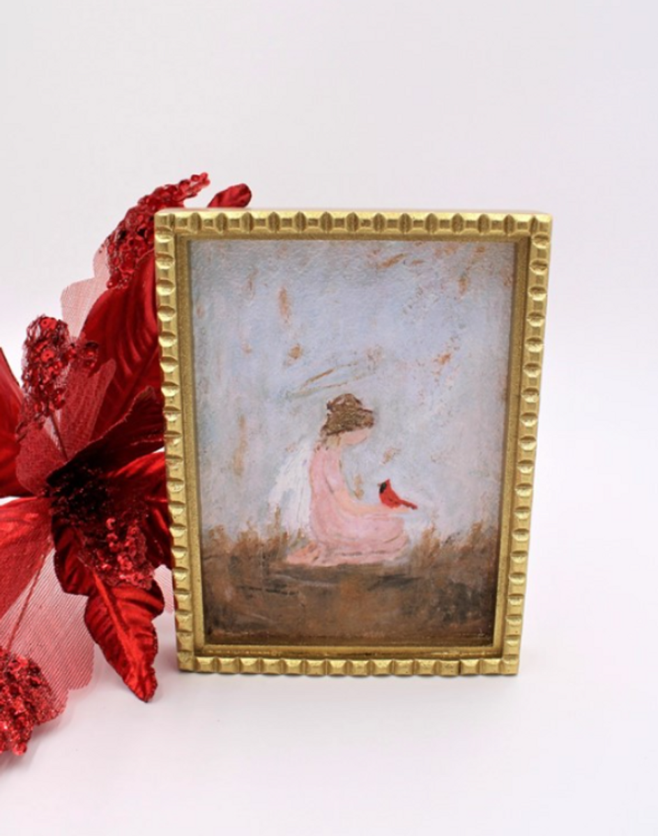 Framed Angel With Cardinal-6x8 Framed Angel With Cardinal-6x8