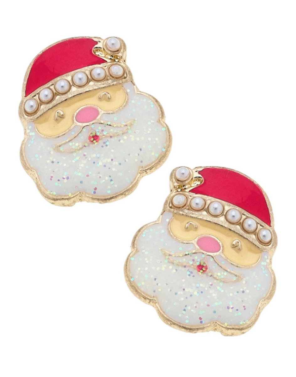 Pearl Studded Santa Claus Earrings Pearl Studded Santa Claus Earrings