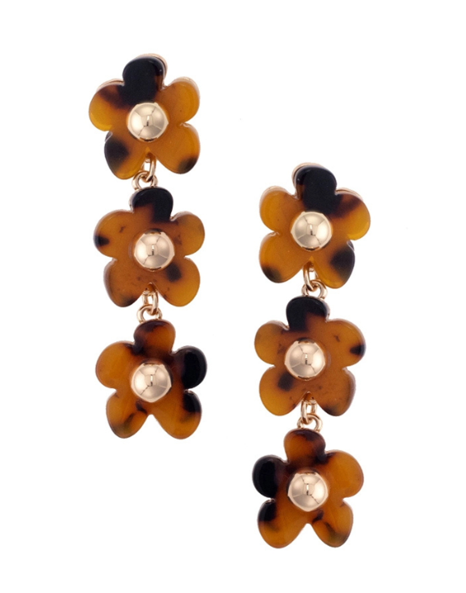 Bambi Linked Flower Earrings - Tortoise Bambi Linked Flower Earrings - Tortoise