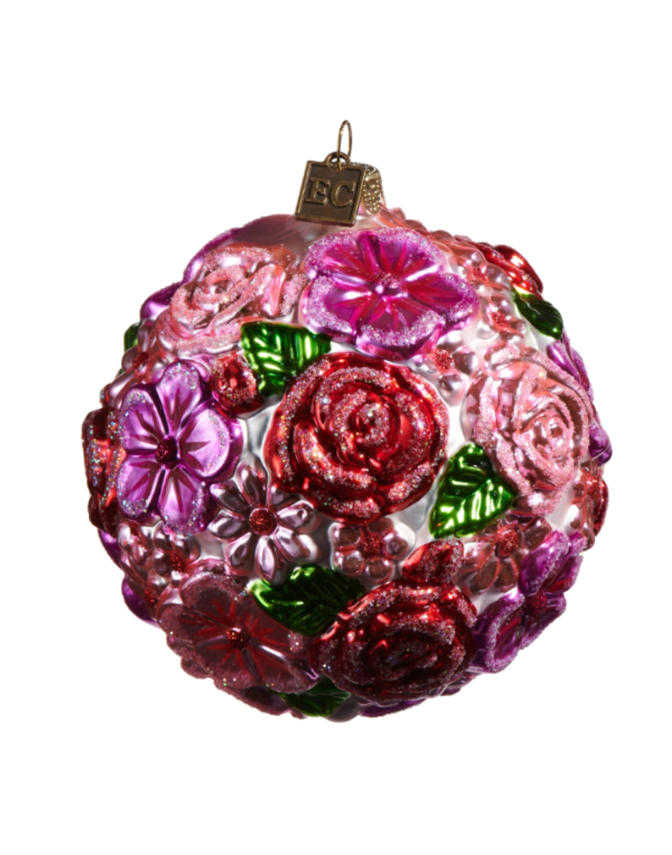 4" Colorful Flower Ball Ornament 4" Colorful Flower Ball Ornament
