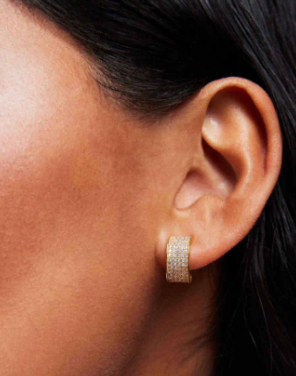 Petit Pave Thick Huggie Hoop Earrings Petit Pave Thick Huggie Hoop Earrings