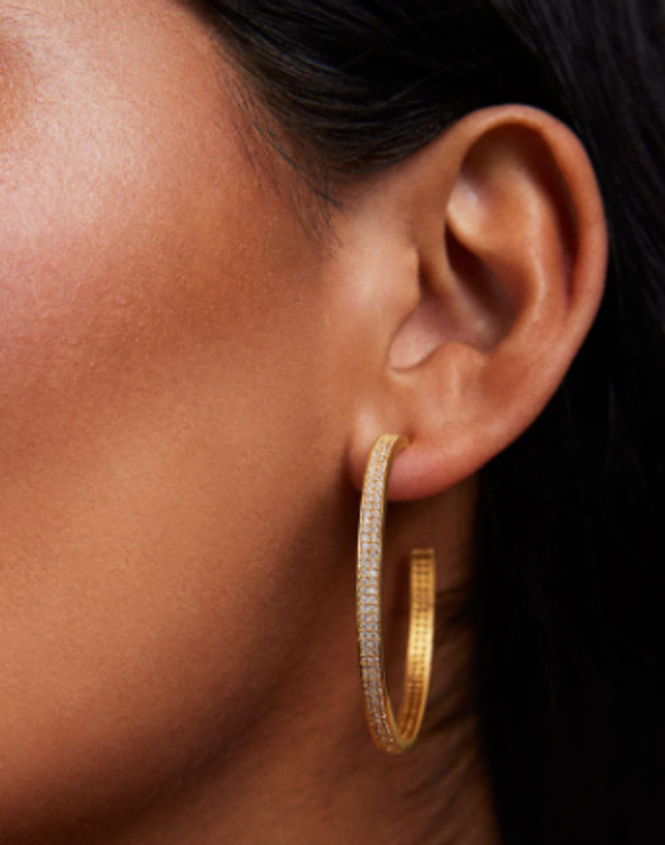 Petit Pave Midi Hoop Earrings Petit Pave Midi Hoop Earrings