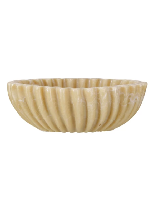 Beige Resin Pleated Bowl