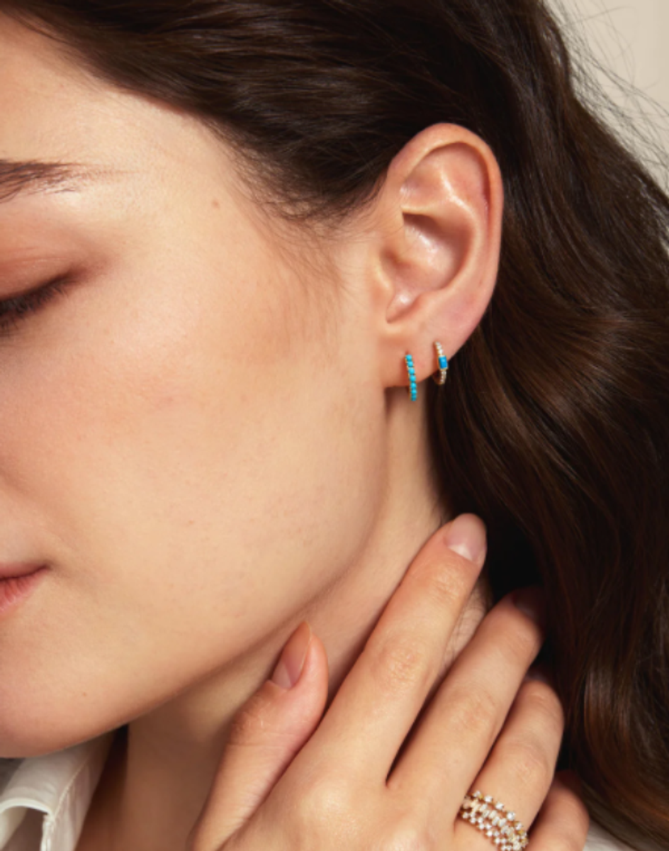 Turquoise Huggie Earrings