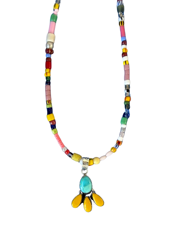 Turquoise and Yellow Drop Necklace