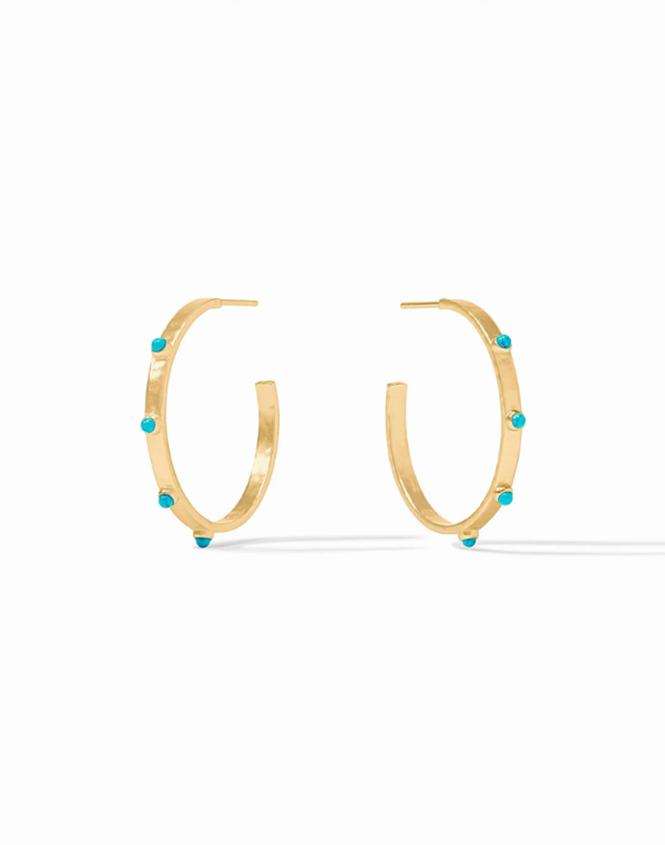 Julie Vos Turquoise Blue Crescent Stone Hoop - Medium