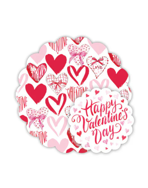 Hand Painted Valentine Hearts Doily Set