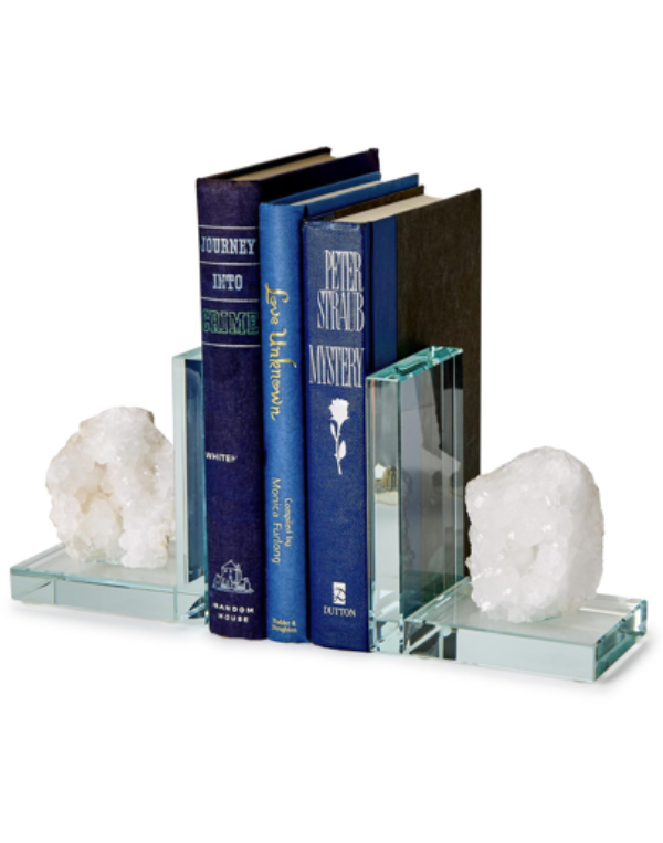 White Quartz Crystal Bookends
