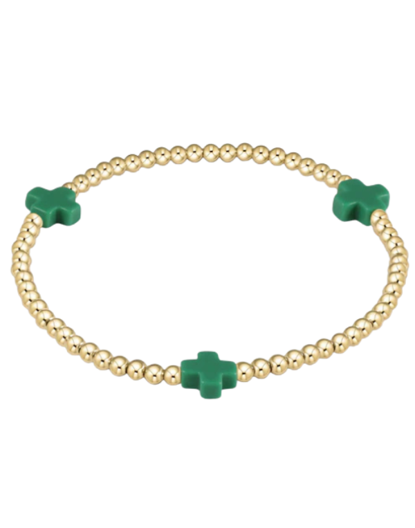 eNewton Signature Cross Pattern Bracelet 3mm - Emerald
