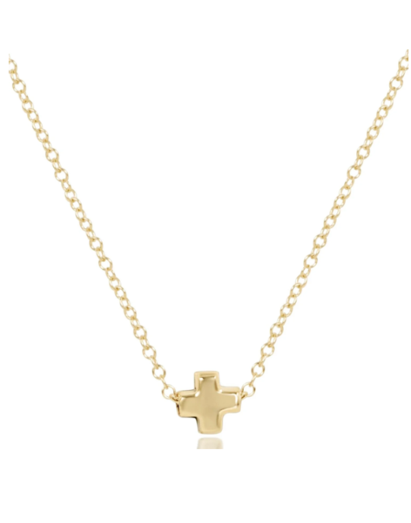 eNewton 16" Signature Cross Small Gold Necklace