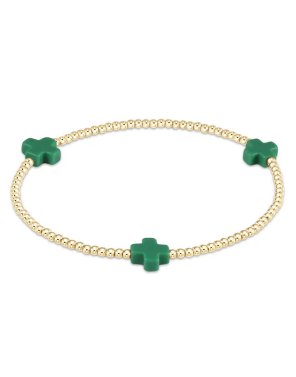 eNewton Signature Cross Pattern Bracelet - Emerald