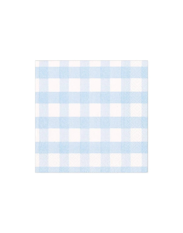 Light Blue Gingham Cocktail Napkins