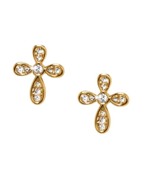 Enchanting Cross Gold Post Earrings