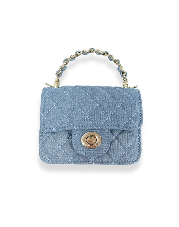 Girls Sparkly Denim Quilted Purse