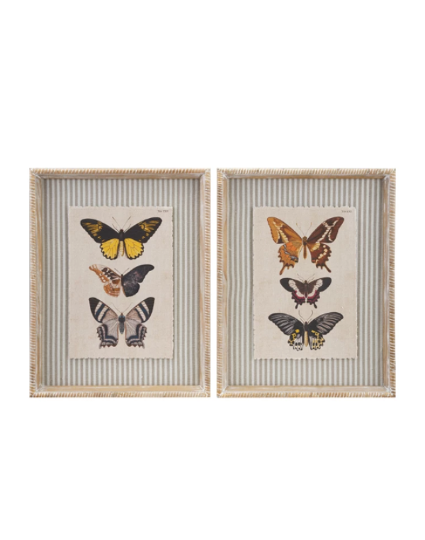 Wood Frame Butterflies Stripes