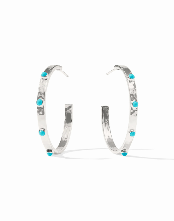 Julie Vos Silver Crescent Stone Hoop - Medium