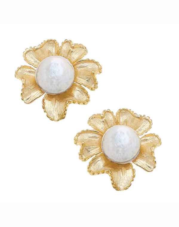 Susan Shaw Marigold Pearl Studs