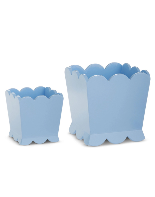 Blue Scalloped Planter