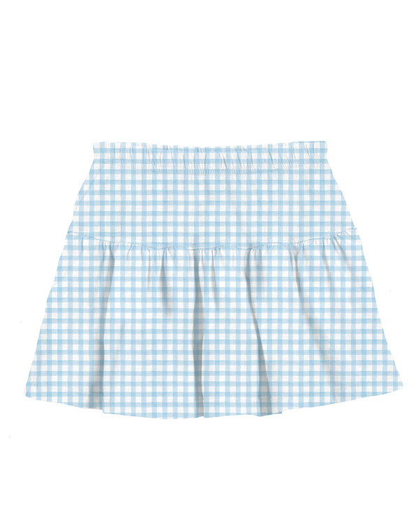 Blue Gingham Gathered Skort