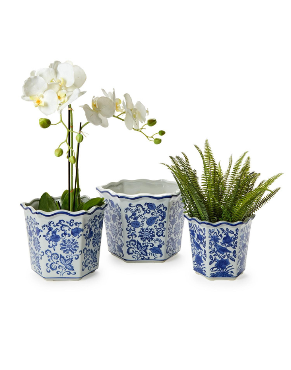 Blue & White Planters - Assorted Sizes