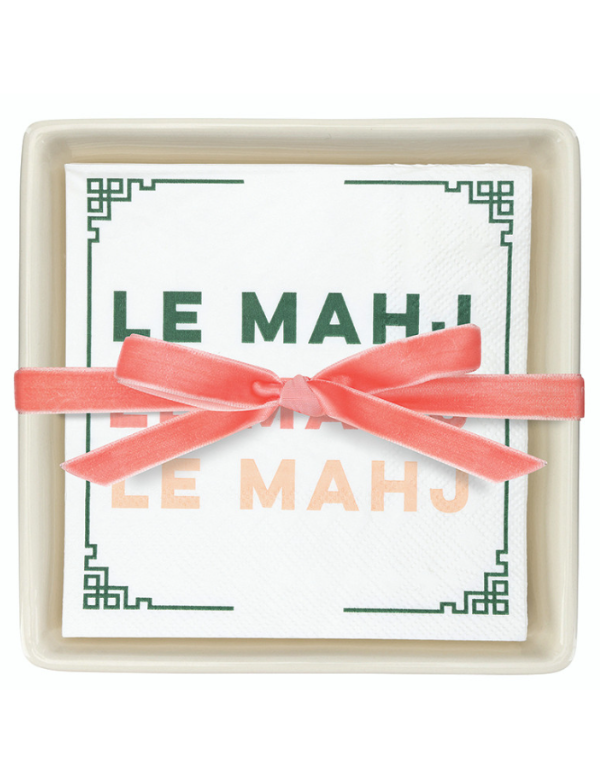 Ceramic NapkinTray with Napkins--Le Mahj