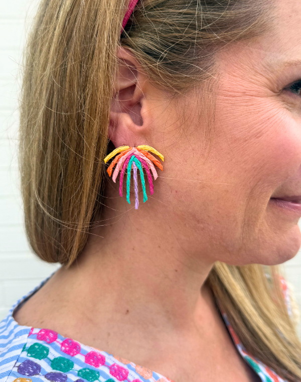 Raffia Palm Leaf Earrings - Assorted