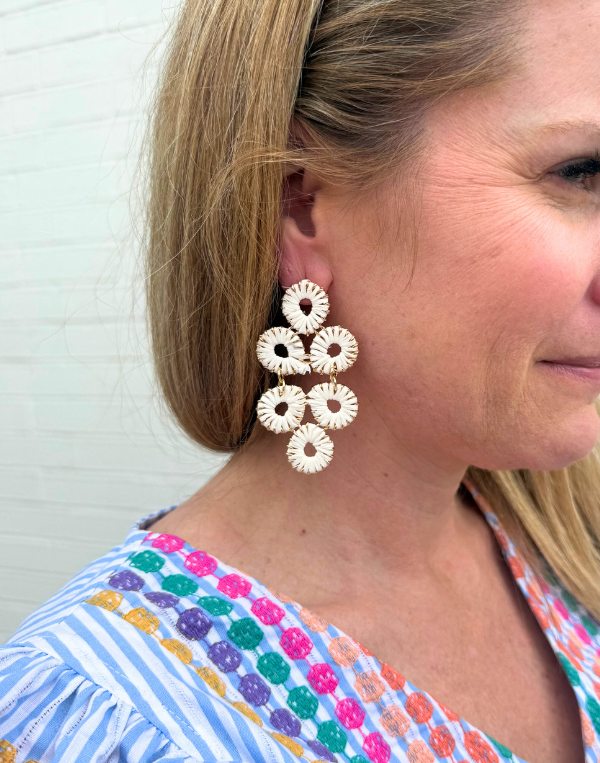 Raffia Circles Drop Earrings - Assorted