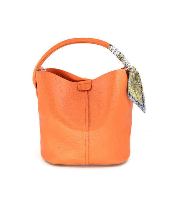 Orange Bucket Bag With Scarf