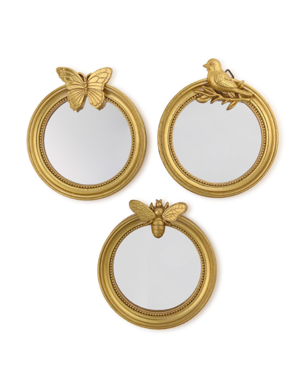 Flora and Fauna Vintage Round Mirror Trinket Tray - Assorted