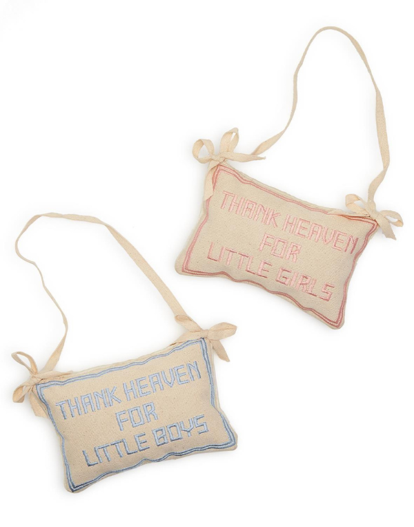 Thank Heaven Embroidered Pillow Door Hanger