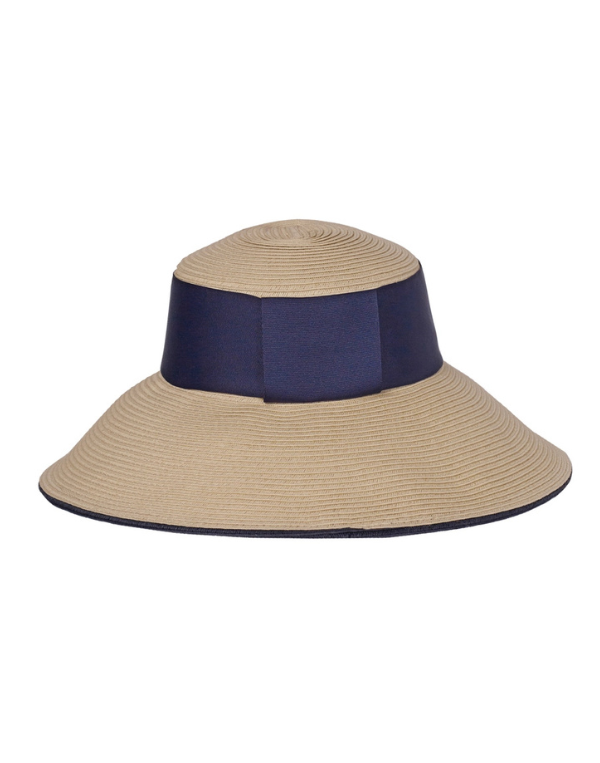 Packable Lampshade Hat - Natural/Navy